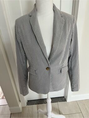 Dalia Black & White Pinstripe Single-Button Blazer